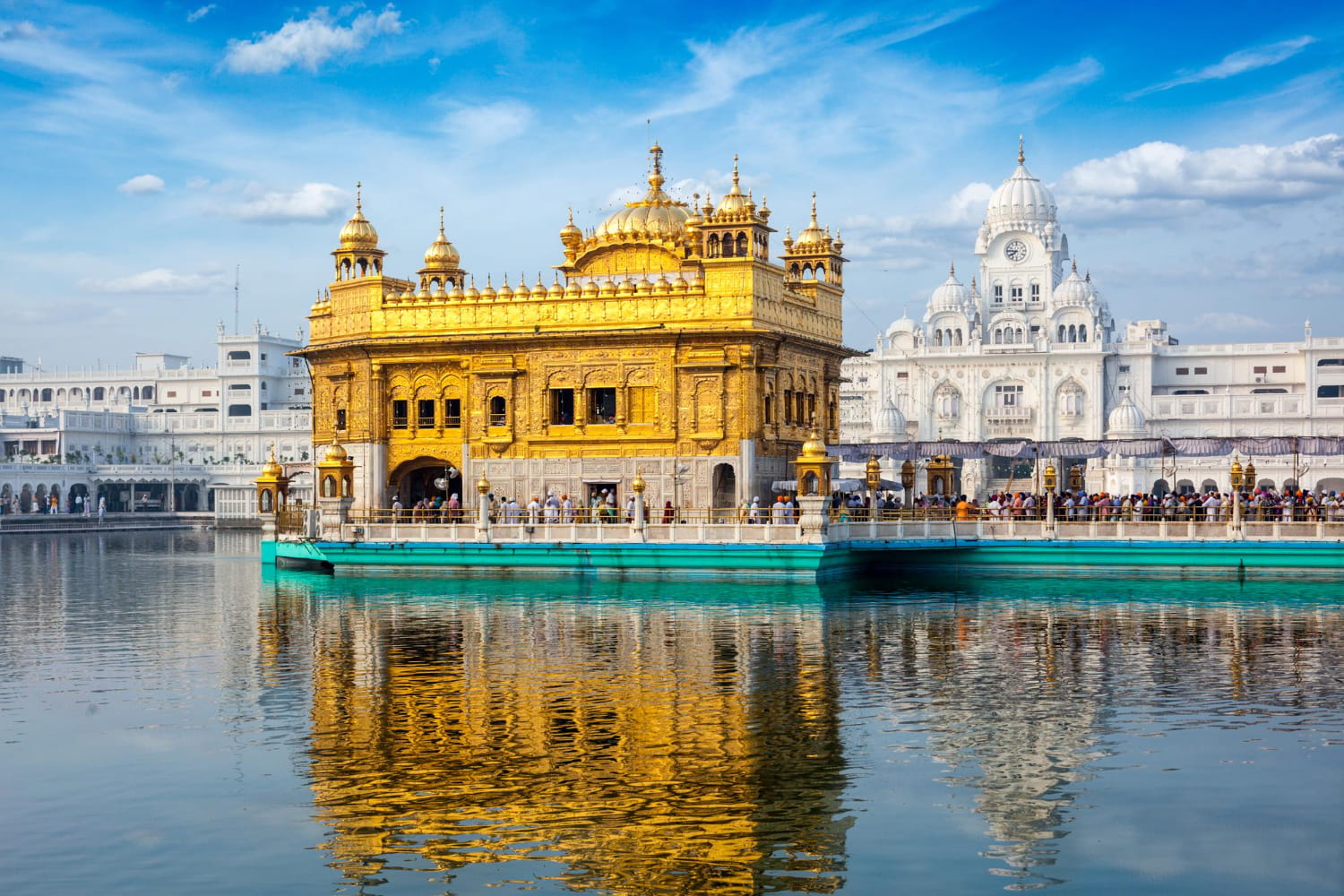 view of Sikh gurdwara golden temple harmandir sahib holy place in amritsar